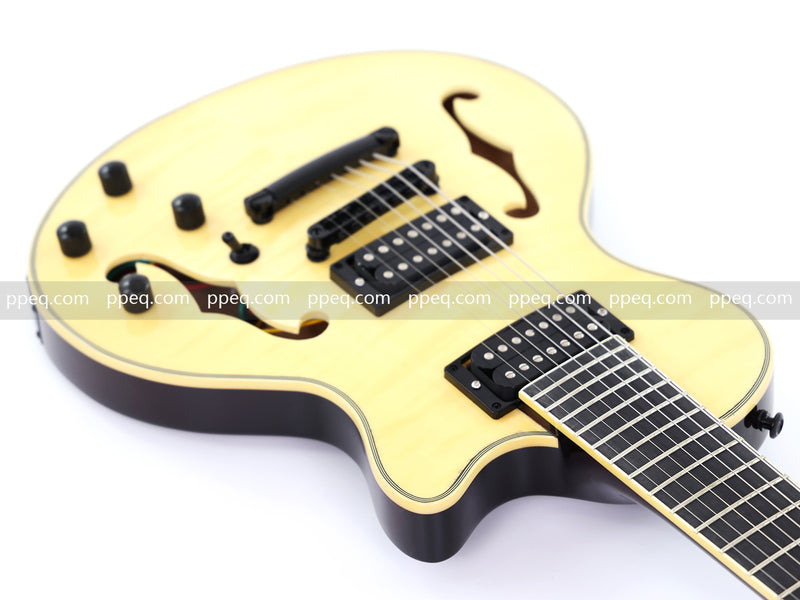 7-String Semi-Hollow Body Electric Guitar with Gloss Natural Finish (YMZ-010)