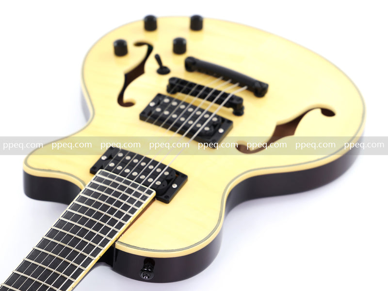 7-String Semi-Hollow Body Electric Guitar with Gloss Natural Finish (YMZ-010)