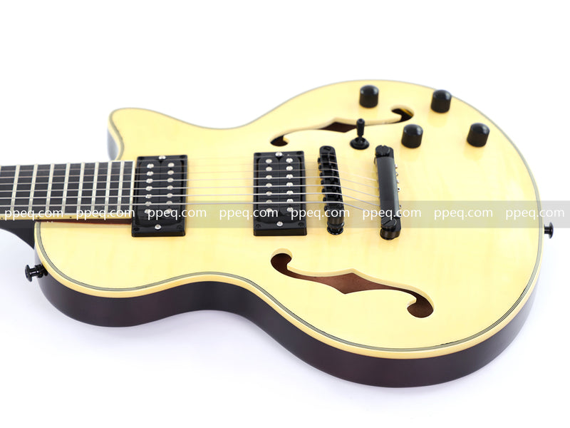 7-String Semi-Hollow Body Electric Guitar with Gloss Natural Finish (YMZ-010)
