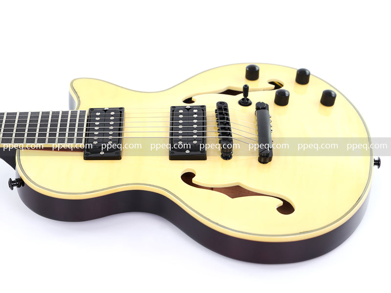 7-String Semi-Hollow Body Electric Guitar with Gloss Natural Finish (YMZ-010)
