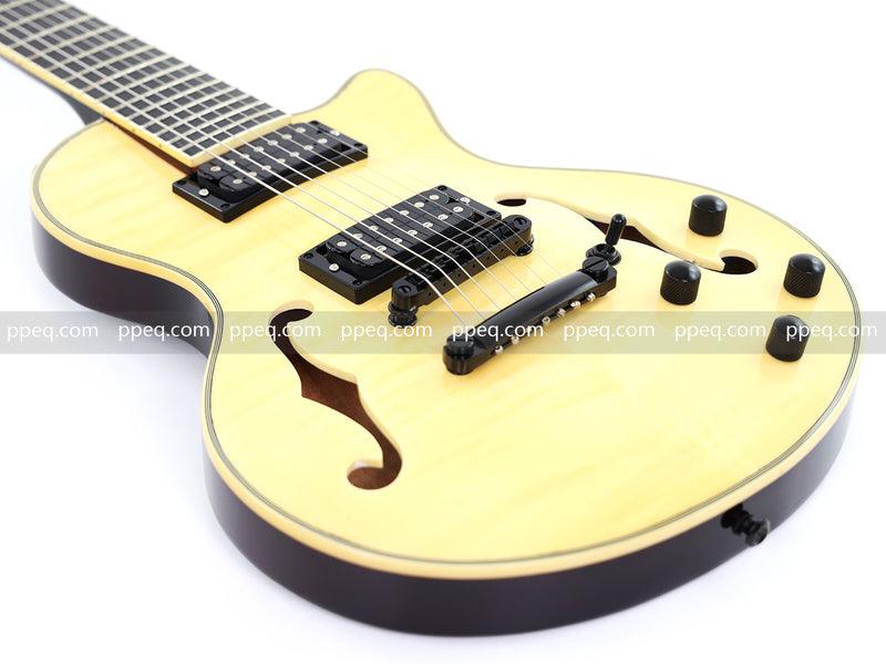 7-String Semi-Hollow Body Electric Guitar with Gloss Natural Finish (YMZ-010)