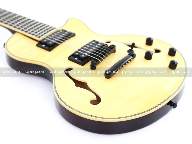 7-String Semi-Hollow Body Electric Guitar with Gloss Natural Finish (YMZ-010)