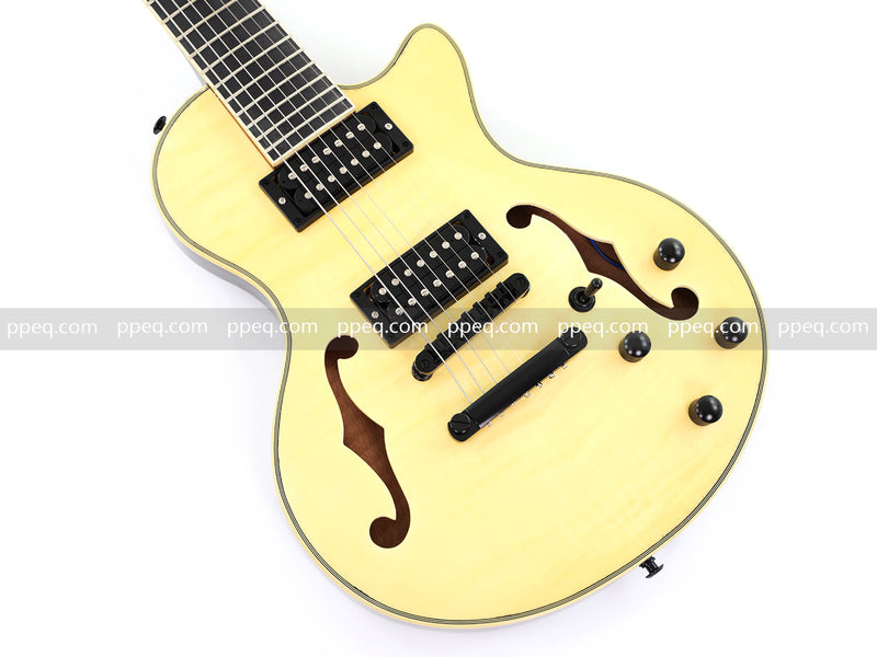 7-String Semi-Hollow Body Electric Guitar with Gloss Natural Finish (YMZ-010)