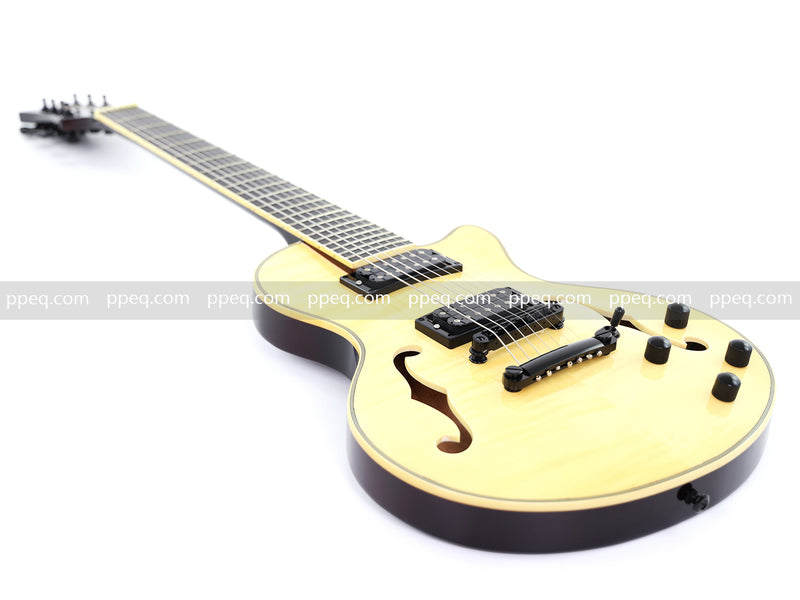 7-String Semi-Hollow Body Electric Guitar with Gloss Natural Finish (YMZ-010)