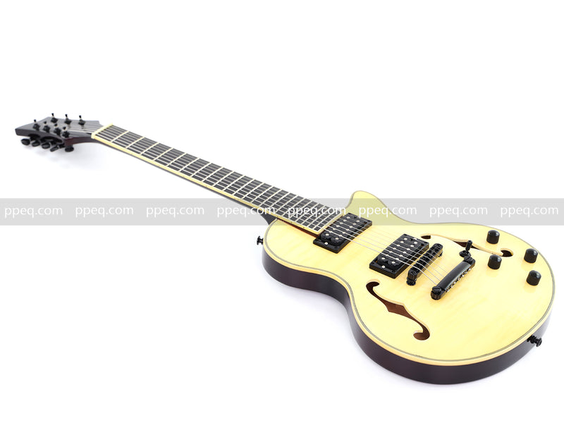 7-String Semi-Hollow Body Electric Guitar with Gloss Natural Finish (YMZ-010)