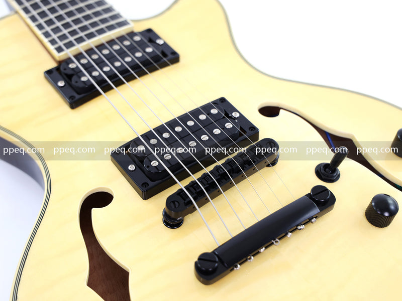 7-String Semi-Hollow Body Electric Guitar with Gloss Natural Finish (YMZ-010)