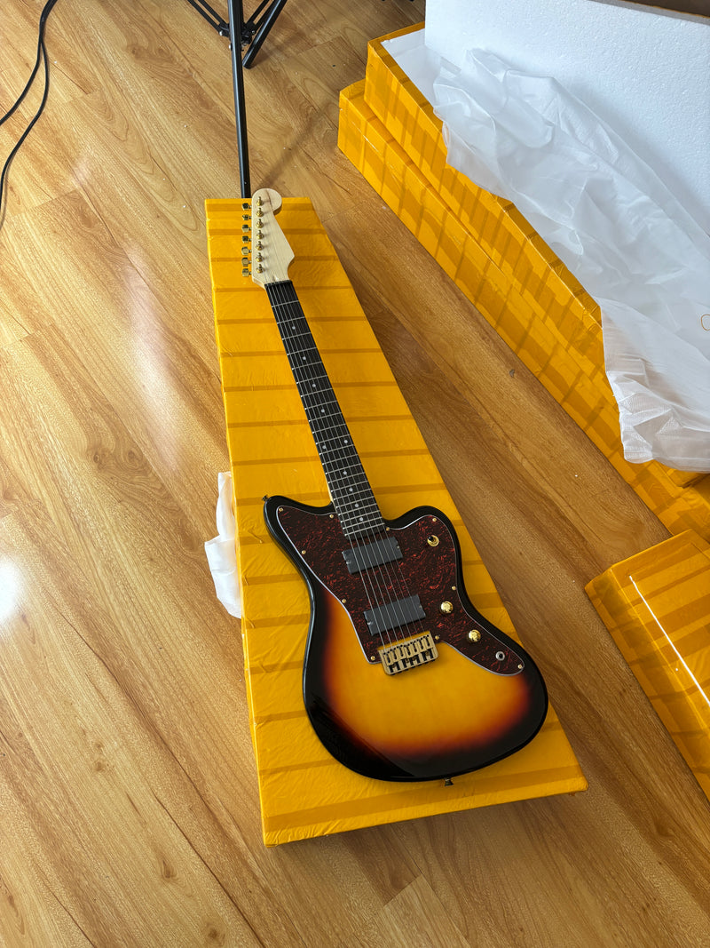 7-String Jaguar Style Offset Body Custom Electric Guitar with Gloss Sunburst Finish (GKS-067)