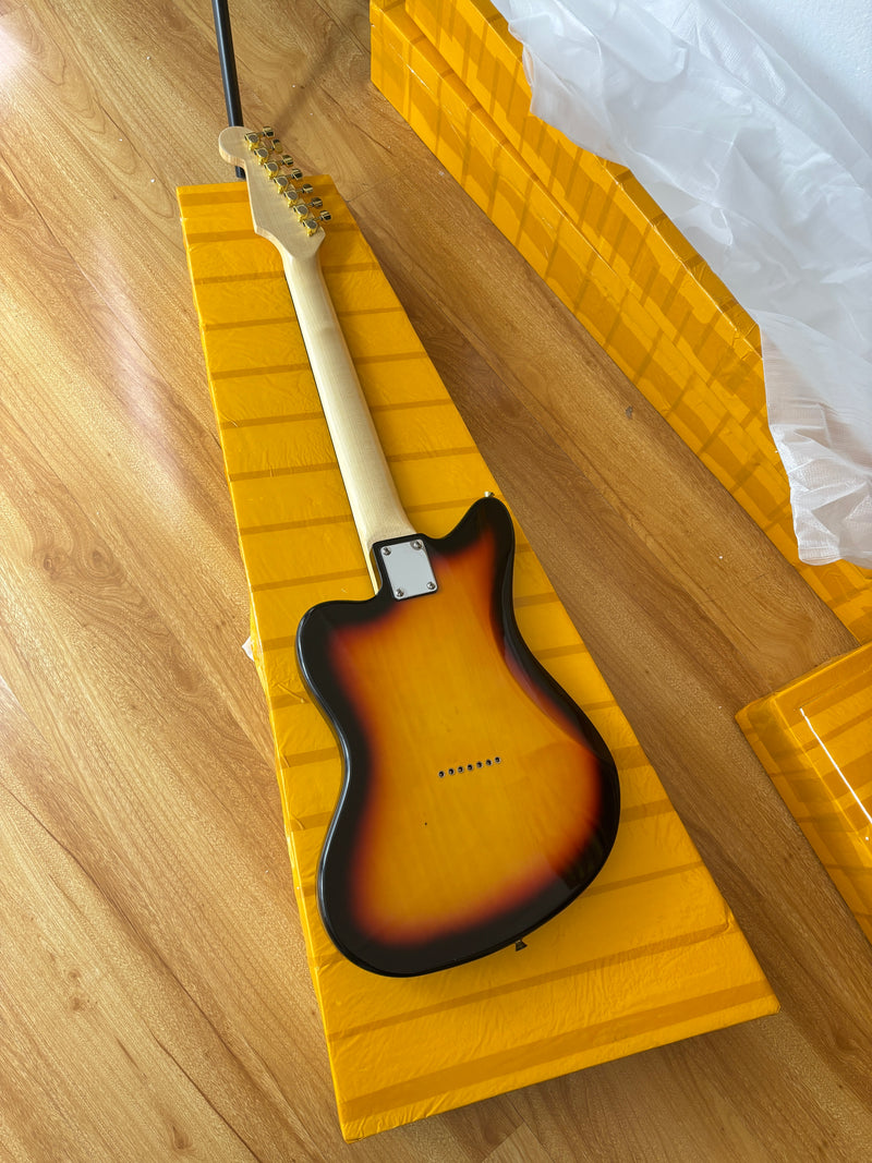 7-String Jaguar Style Offset Body Custom Electric Guitar with Gloss Sunburst Finish (GKS-067)
