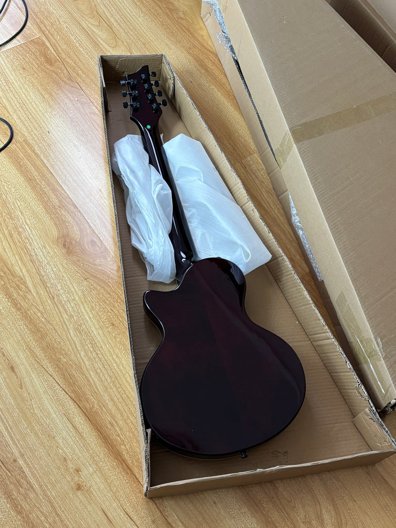 7-String Semi-Hollow Body Electric Guitar with Gloss Natural Finish (YMZ-010)