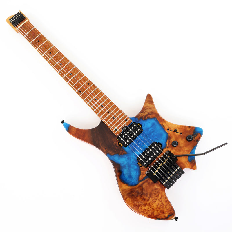 7-String Tapered Neck ResinBurl Body Headless Electric Guitar (PHG-001)
