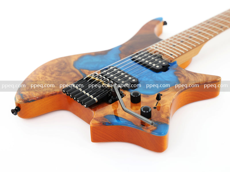 7-String Tapered Neck ResinBurl Body Headless Electric Guitar (PHG-001)