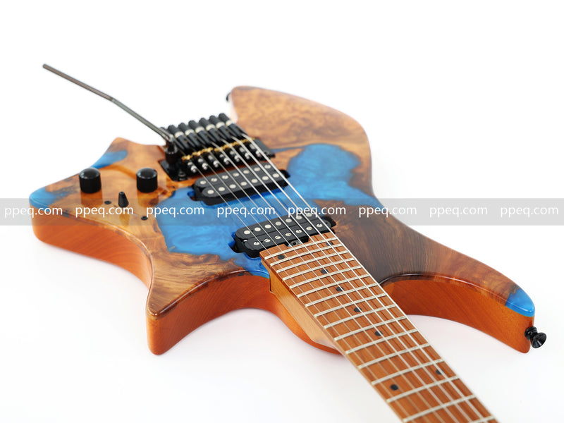7-String Tapered Neck ResinBurl Body Headless Electric Guitar (PHG-001)