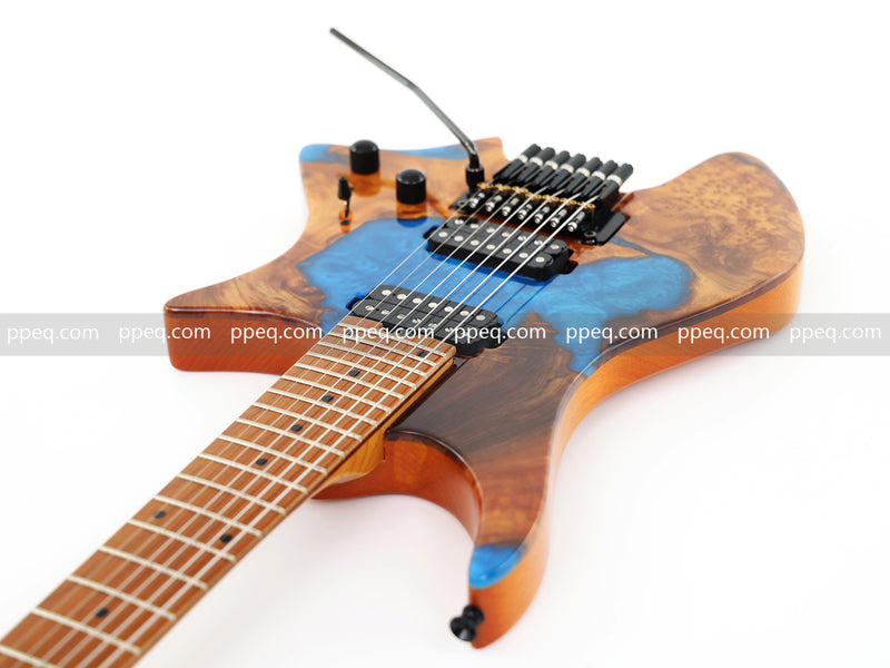 7-String Tapered Neck ResinBurl Body Headless Electric Guitar (PHG-001)