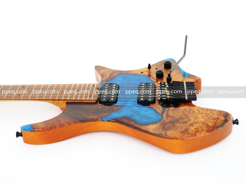 7-String Tapered Neck ResinBurl Body Headless Electric Guitar (PHG-001)
