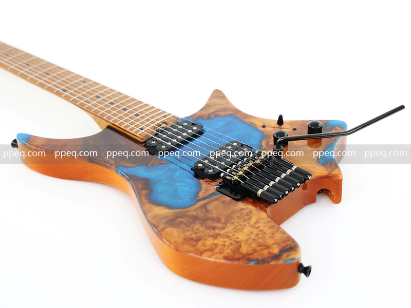 7-String Tapered Neck ResinBurl Body Headless Electric Guitar (PHG-001)