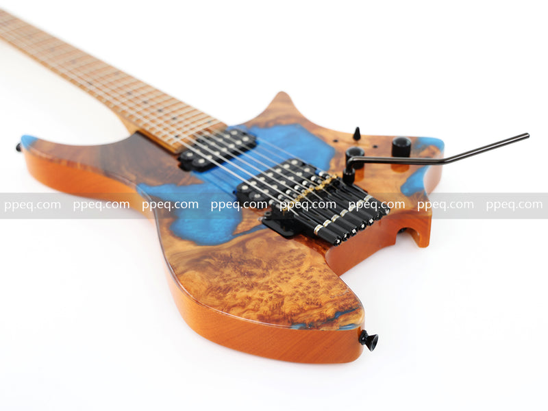 7-String Tapered Neck ResinBurl Body Headless Electric Guitar (PHG-001)