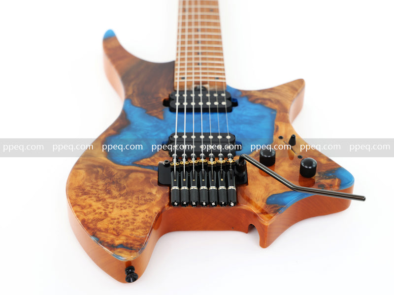 7-String Tapered Neck ResinBurl Body Headless Electric Guitar (PHG-001)