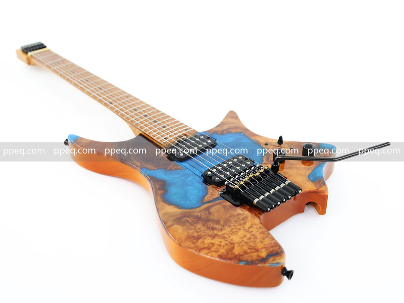 7-String Tapered Neck ResinBurl Body Headless Electric Guitar (PHG-001)