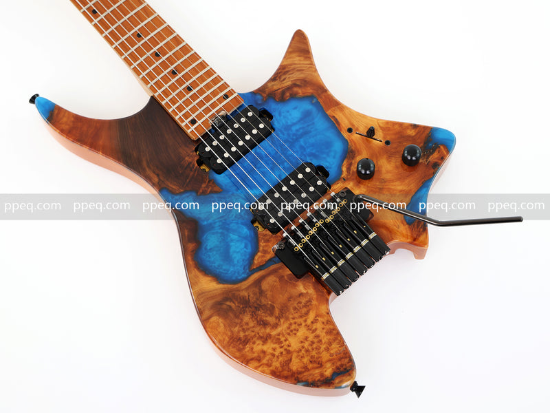 7-String Tapered Neck ResinBurl Body Headless Electric Guitar (PHG-001)