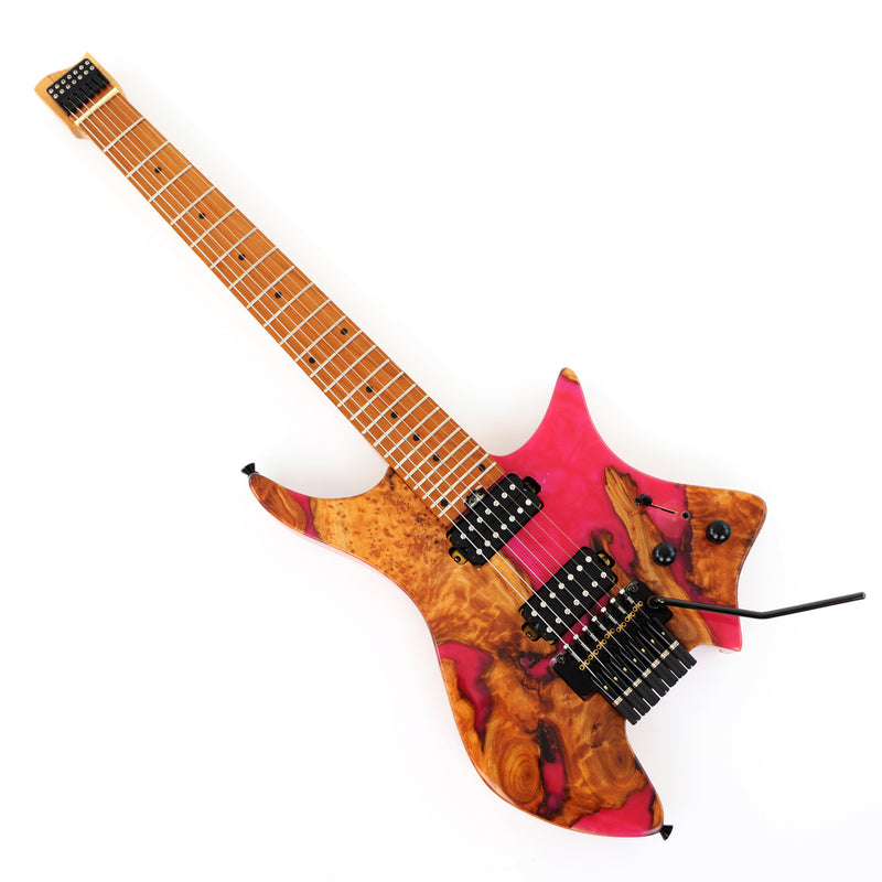 7-String Tapered Neck ResinBurl Body Headless Electric Guitar (PHG-002)