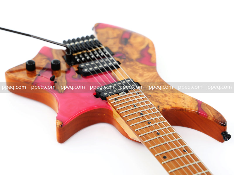 7-String Tapered Neck ResinBurl Body Headless Electric Guitar (PHG-002)