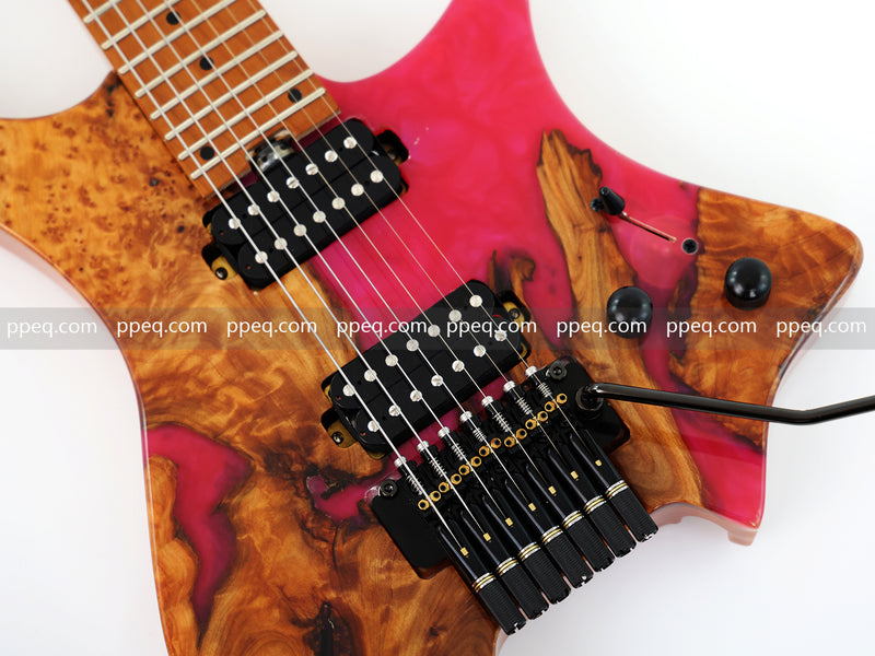 7-String Tapered Neck ResinBurl Body Headless Electric Guitar (PHG-002)