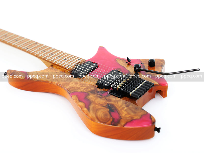 7-String Tapered Neck ResinBurl Body Headless Electric Guitar (PHG-002)