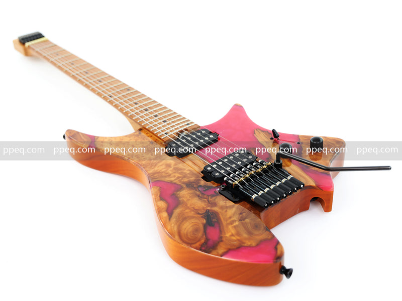 7-String Tapered Neck ResinBurl Body Headless Electric Guitar (PHG-002)