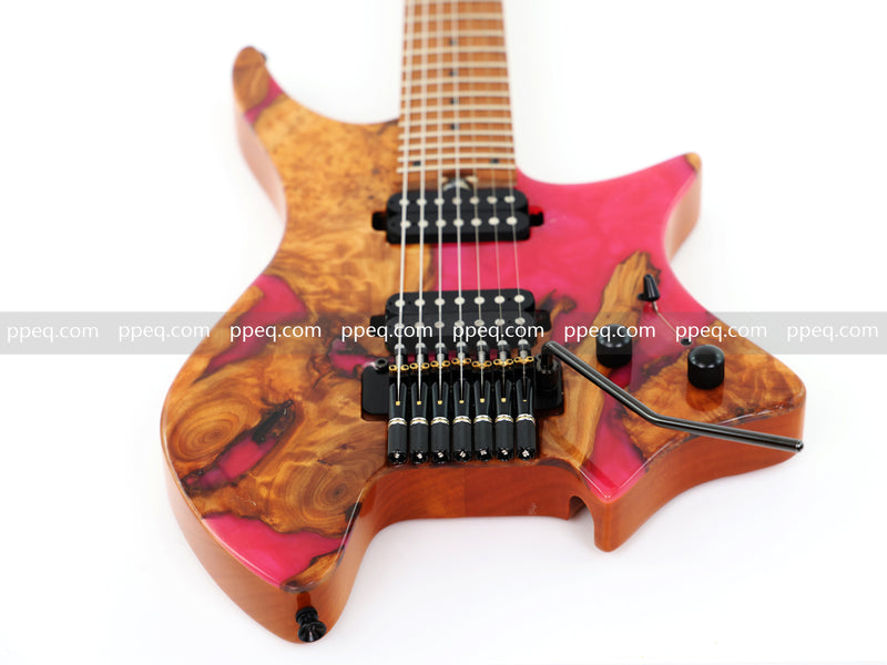 7-String Tapered Neck ResinBurl Body Headless Electric Guitar (PHG-002)