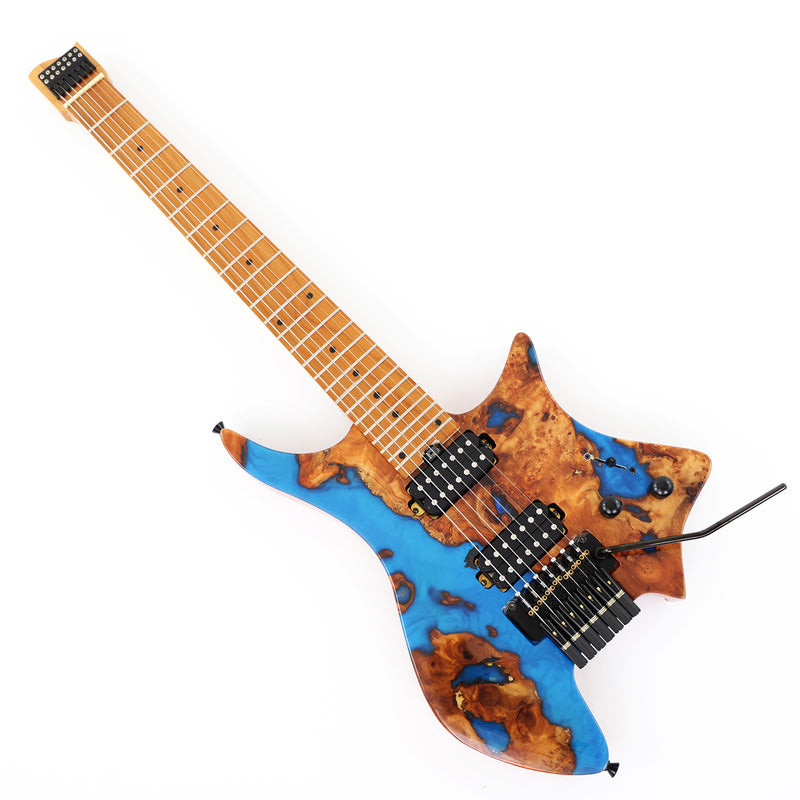 7-String Tapered Neck ResinBurl Body Headless Electric Guitar (PHG-003)