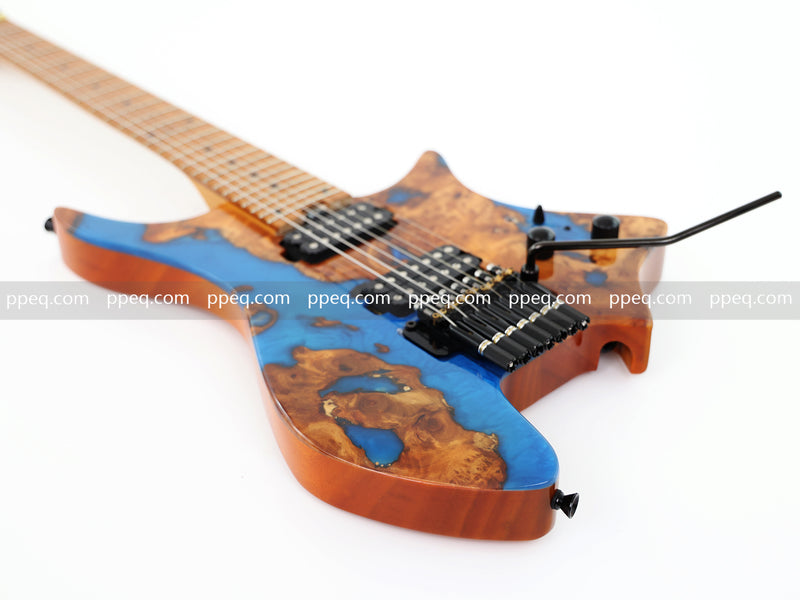 7-String Tapered Neck ResinBurl Body Headless Electric Guitar (PHG-003)