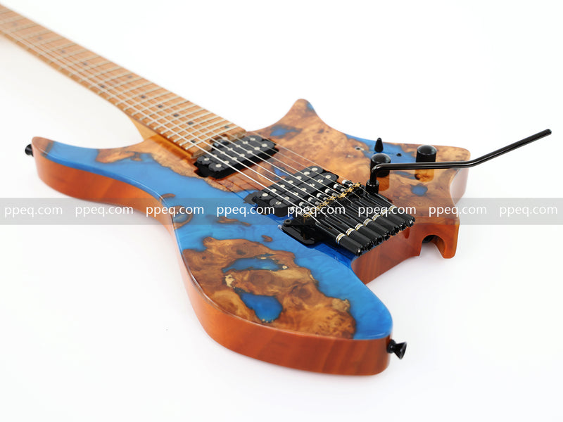 7-String Tapered Neck ResinBurl Body Headless Electric Guitar (PHG-003)