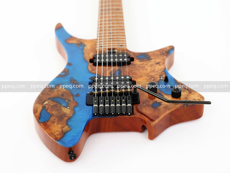 7-String Tapered Neck ResinBurl Body Headless Electric Guitar (PHG-003)