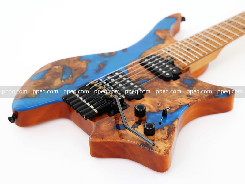 7-String Tapered Neck ResinBurl Body Headless Electric Guitar (PHG-003)