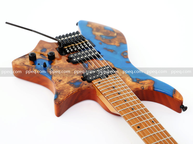 7-String Tapered Neck ResinBurl Body Headless Electric Guitar (PHG-003)