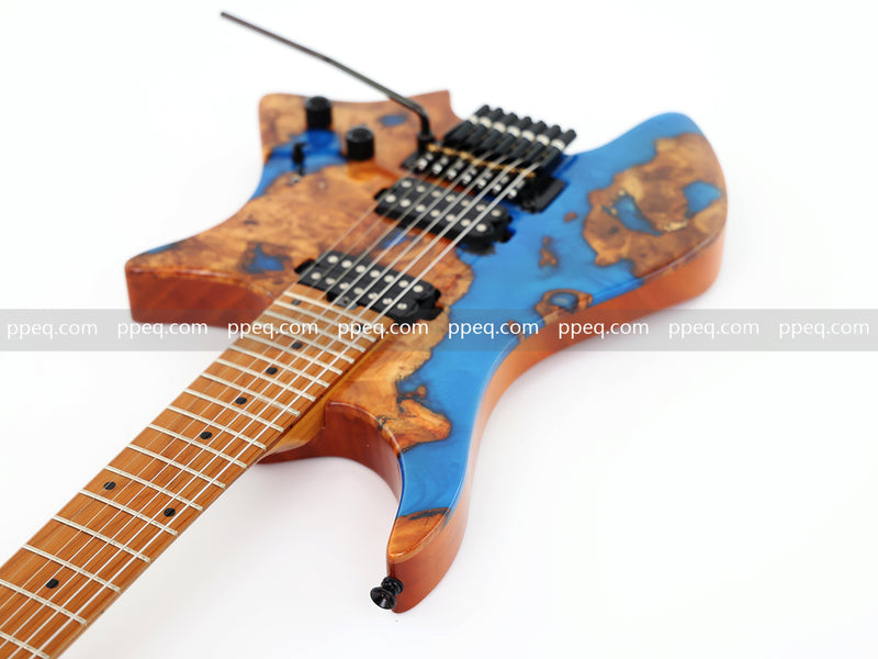 7-String Tapered Neck ResinBurl Body Headless Electric Guitar (PHG-003)