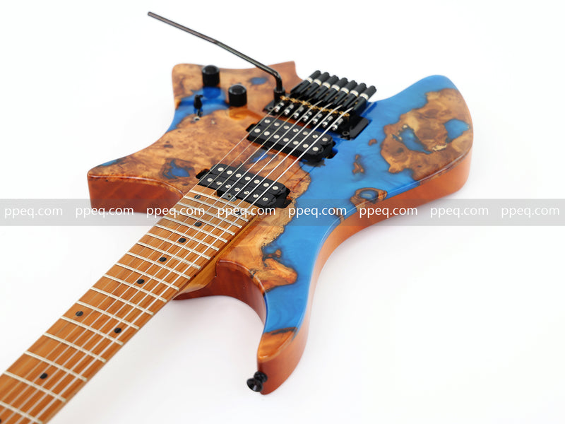 7-String Tapered Neck ResinBurl Body Headless Electric Guitar (PHG-003)