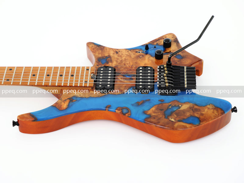 7-String Tapered Neck ResinBurl Body Headless Electric Guitar (PHG-003)
