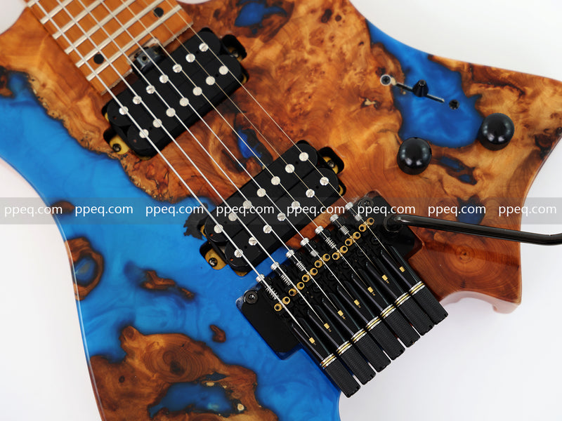 7-String Tapered Neck ResinBurl Body Headless Electric Guitar (PHG-003)
