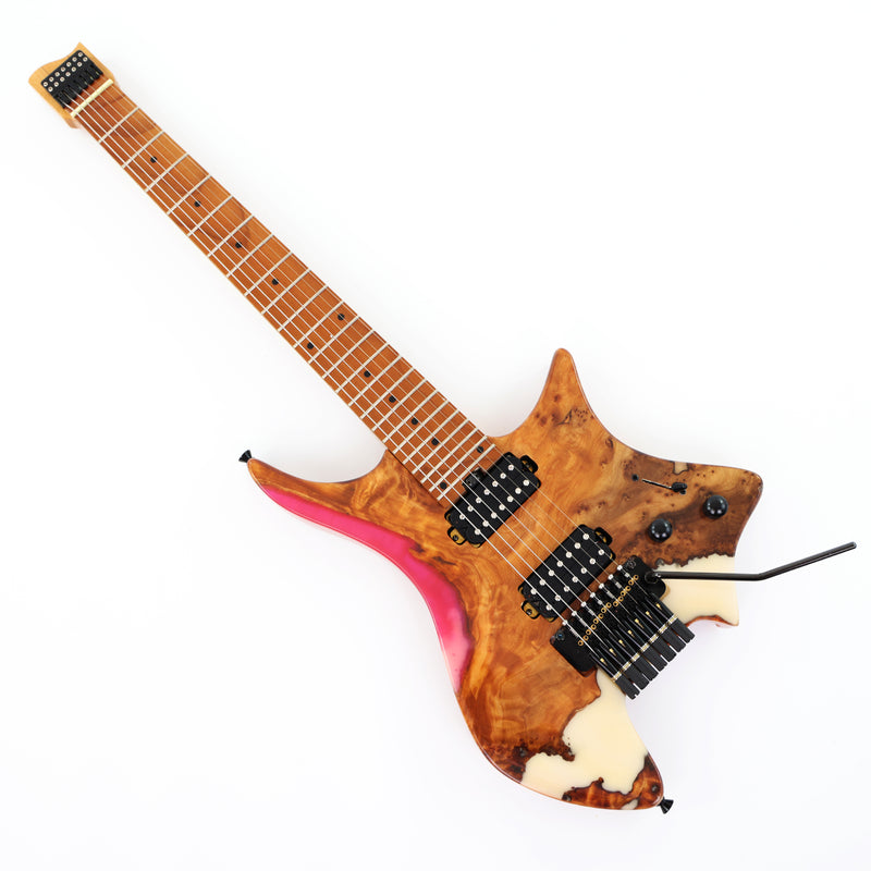 7-String Tapered Neck ResinBurl Body Headless Electric Guitar (PHG-014)