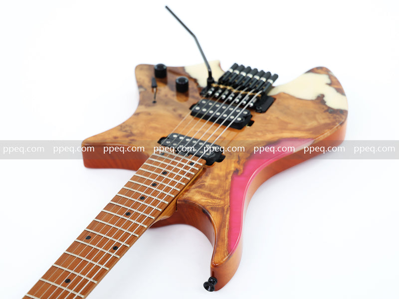 7-String Tapered Neck ResinBurl Body Headless Electric Guitar (PHG-014)