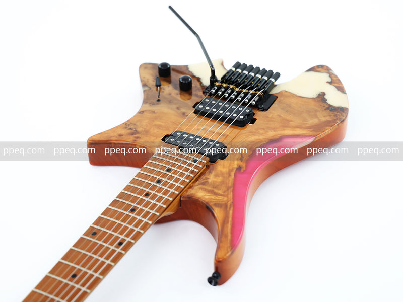 7-String Tapered Neck ResinBurl Body Headless Electric Guitar (PHG-014)