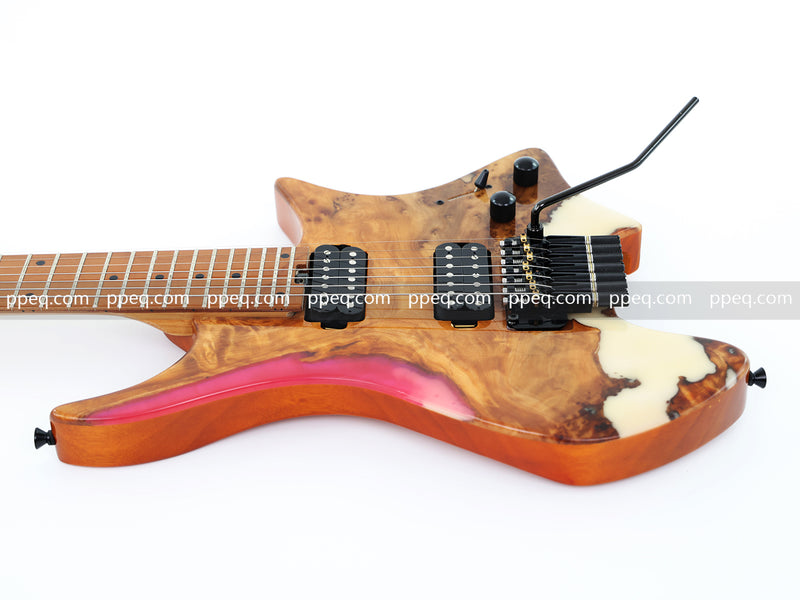 7-String Tapered Neck ResinBurl Body Headless Electric Guitar (PHG-014)