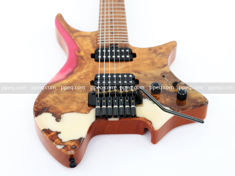7-String Tapered Neck ResinBurl Body Headless Electric Guitar (PHG-014)
