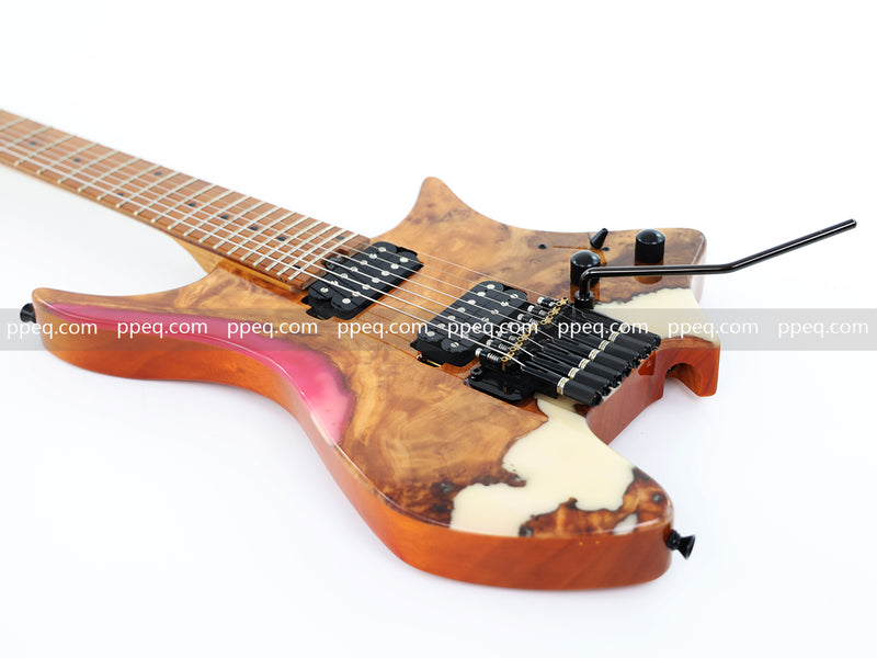 7-String Tapered Neck ResinBurl Body Headless Electric Guitar (PHG-014)