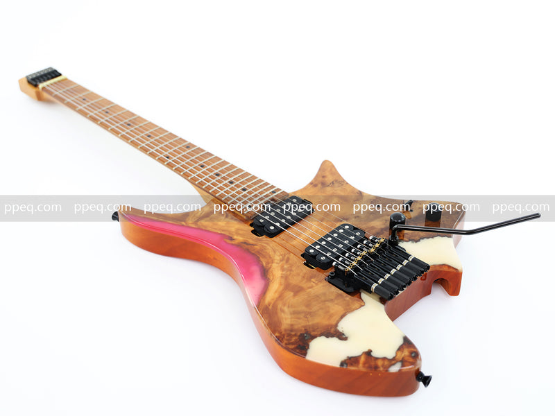 7-String Tapered Neck ResinBurl Body Headless Electric Guitar (PHG-014)