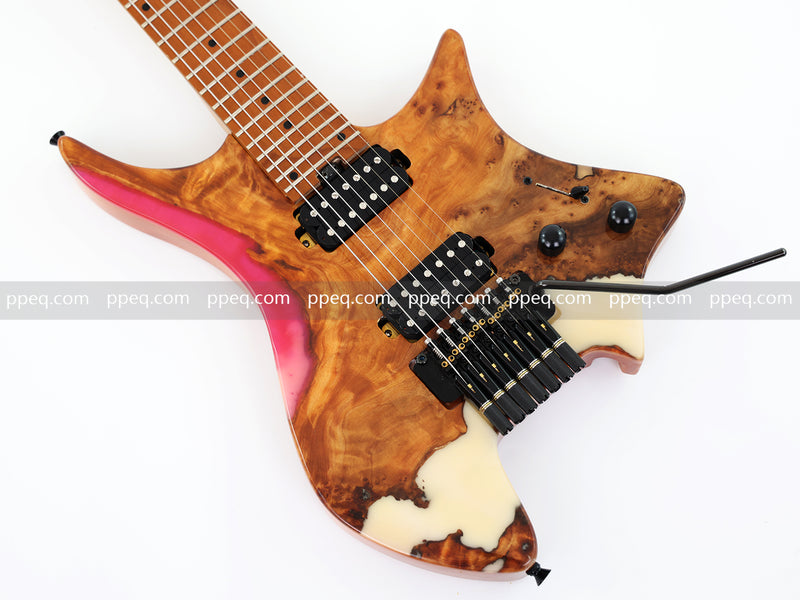 7-String Tapered Neck ResinBurl Body Headless Electric Guitar (PHG-014)
