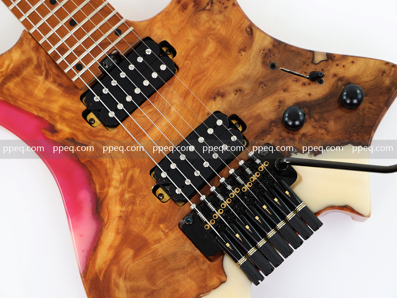 7-String Tapered Neck ResinBurl Body Headless Electric Guitar (PHG-014)