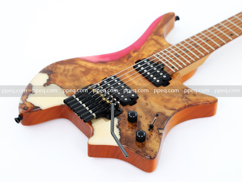 7-String Tapered Neck ResinBurl Body Headless Electric Guitar (PHG-014)