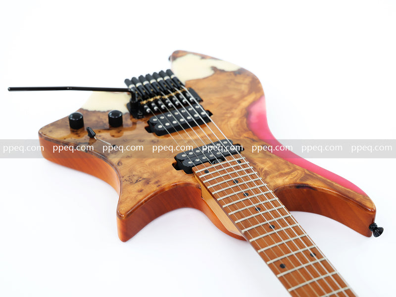 7-String Tapered Neck ResinBurl Body Headless Electric Guitar (PHG-014)